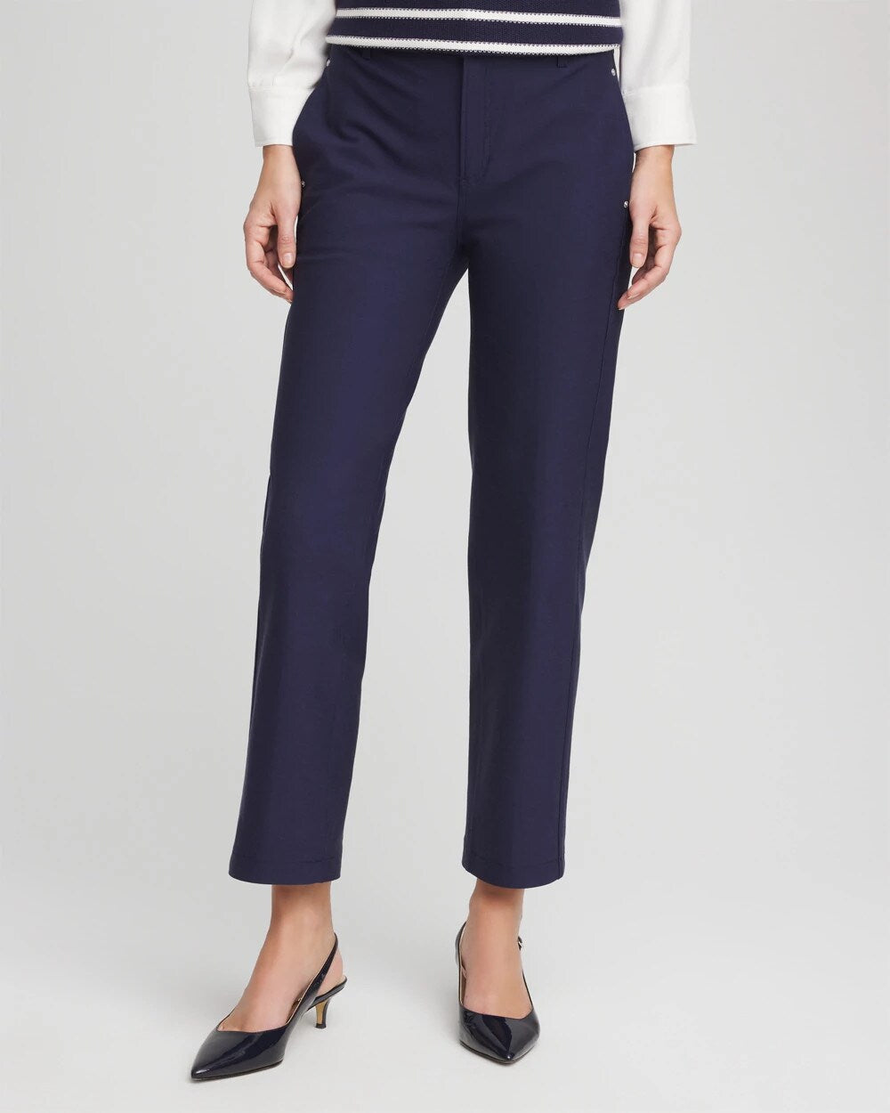 Cotton Straight Ankle Trousers - Chico's