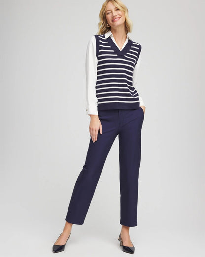 Cotton Straight Ankle Trousers - Chico's