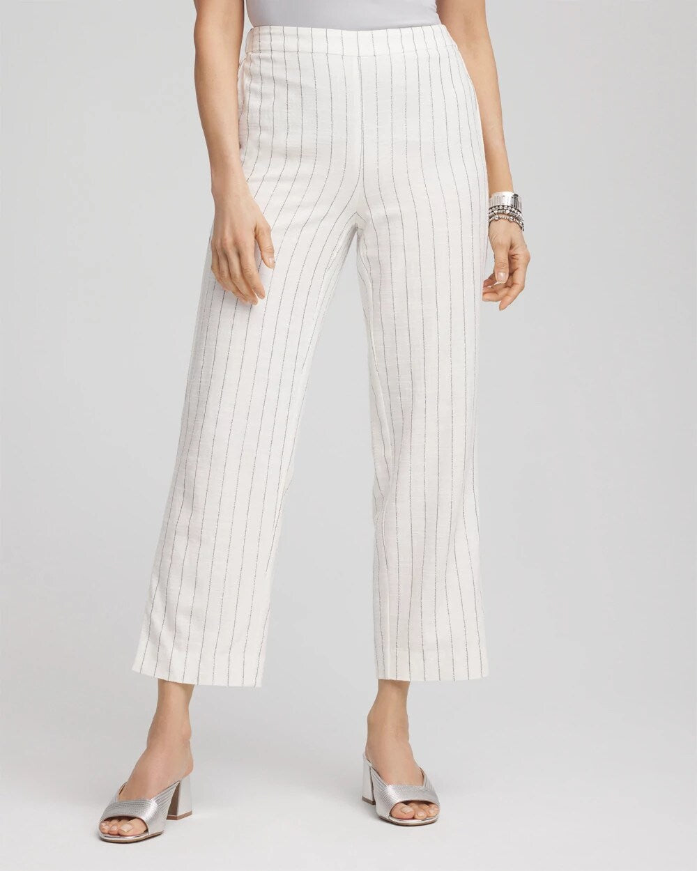 Metallic Striped Straight Cropped Pants - Chico's