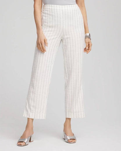 Metallic Striped Straight Cropped Pants - Chico's
