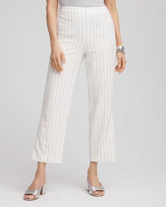 Metallic Striped Straight Cropped Pants - Chico's