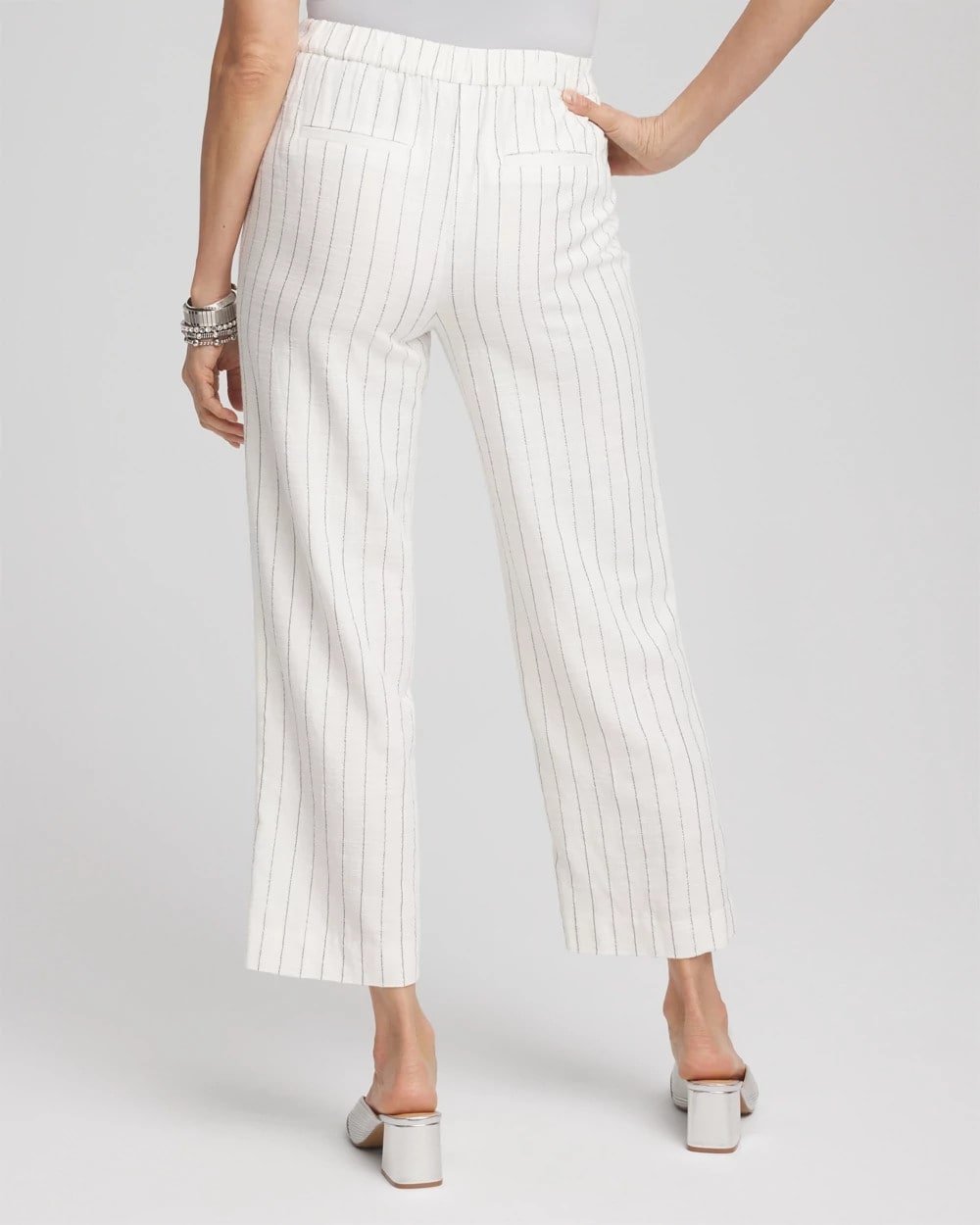 Metallic Striped Straight Cropped Pants - Chico's