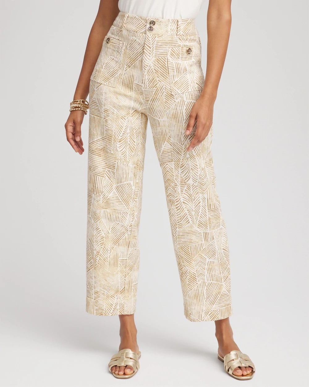 Printed Cropped Straight-Leg Pants - Chico's