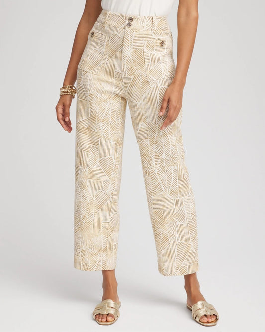 Printed Cropped Straight-Leg Pants - Chico's