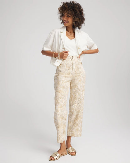 Printed Cropped Straight-Leg Pants - Chico's