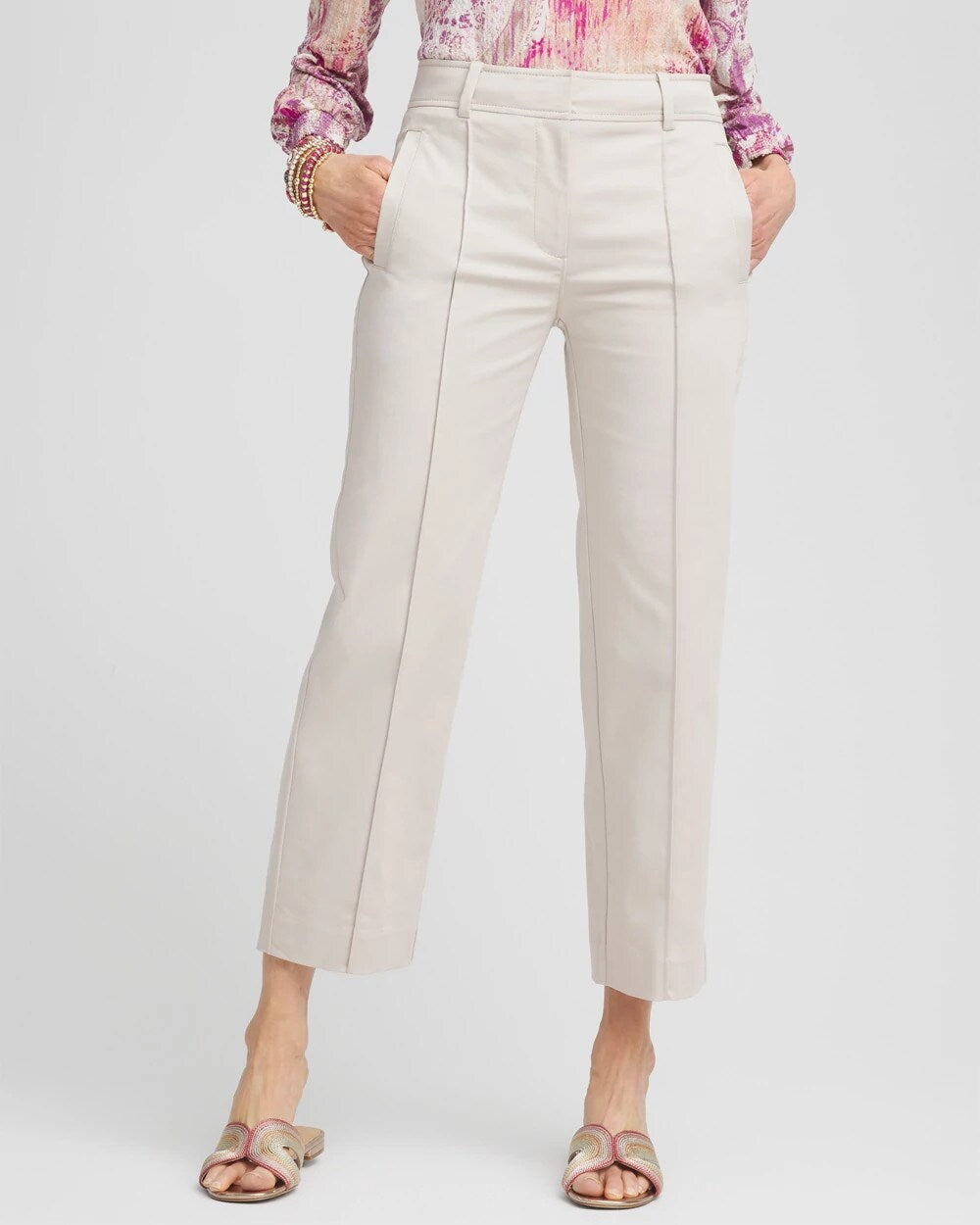 Stretch Sateen Straight Cropped Pants - Chico's