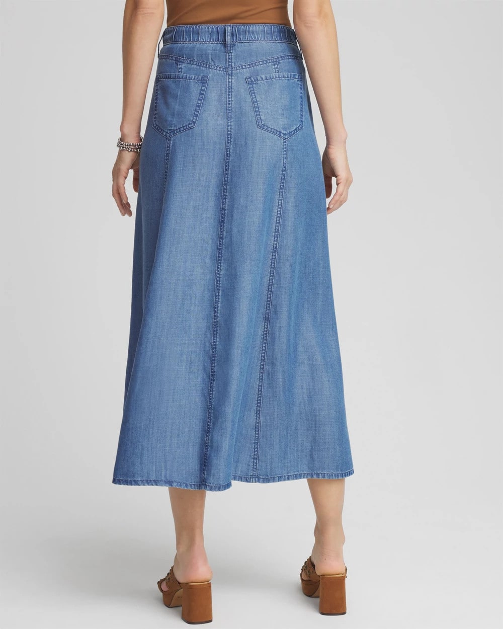 Lightweight Denim Fly Front Midi Skirt - Chico's