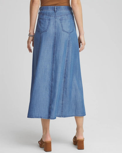 Lightweight Denim Fly Front Midi Skirt - Chico's