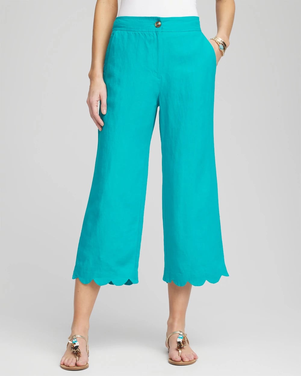 Linen Scallop Hem Crop Pants - Chico's