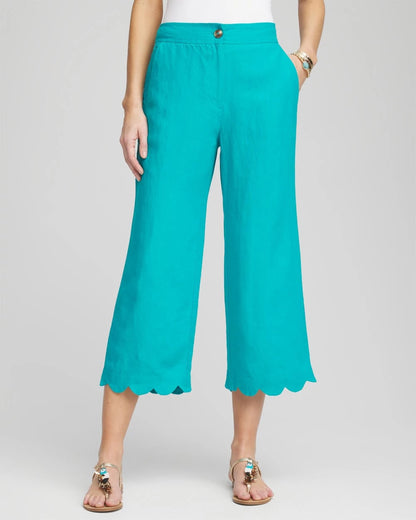 Linen Scallop Hem Crop Pants - Chico's