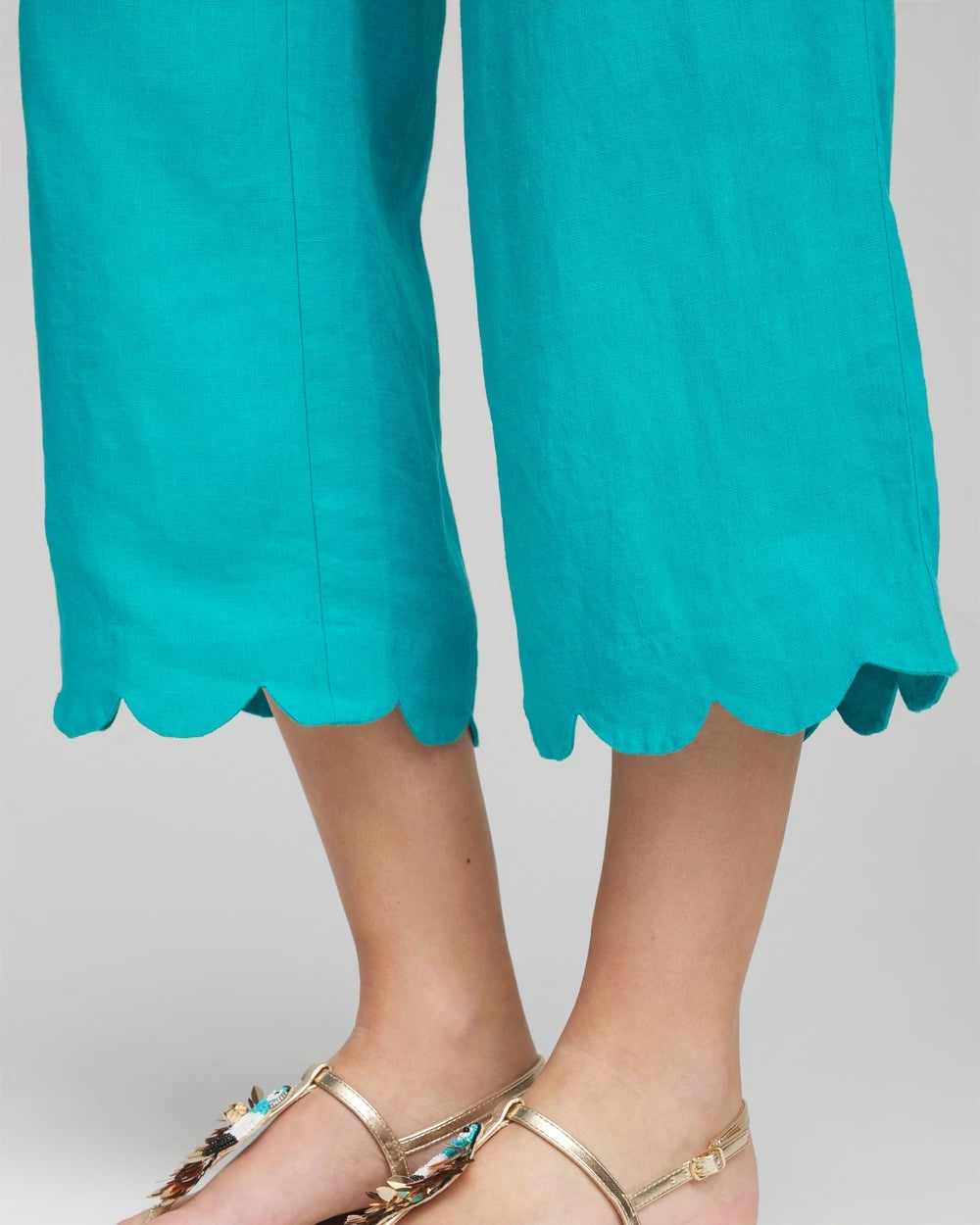Linen Scallop Hem Crop Pants - Chico's