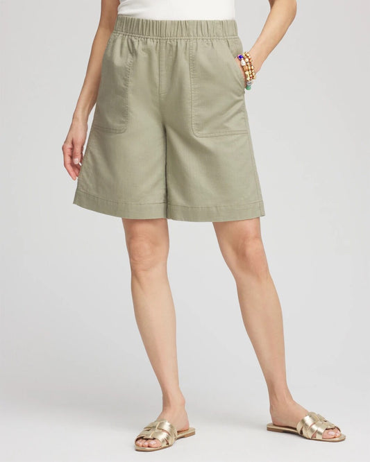 Cotton-Linen Pull-On Utility Shorts - Chico's