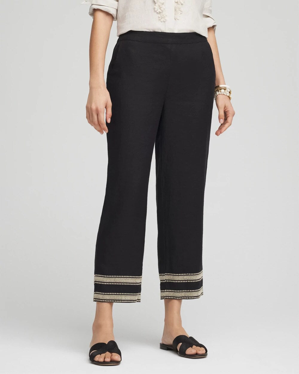 Linen Elastic Waist Cropped Pants - Chico's