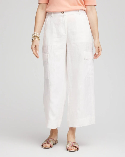 Linen Cargo Wide-Leg Cropped Pants - Chico's