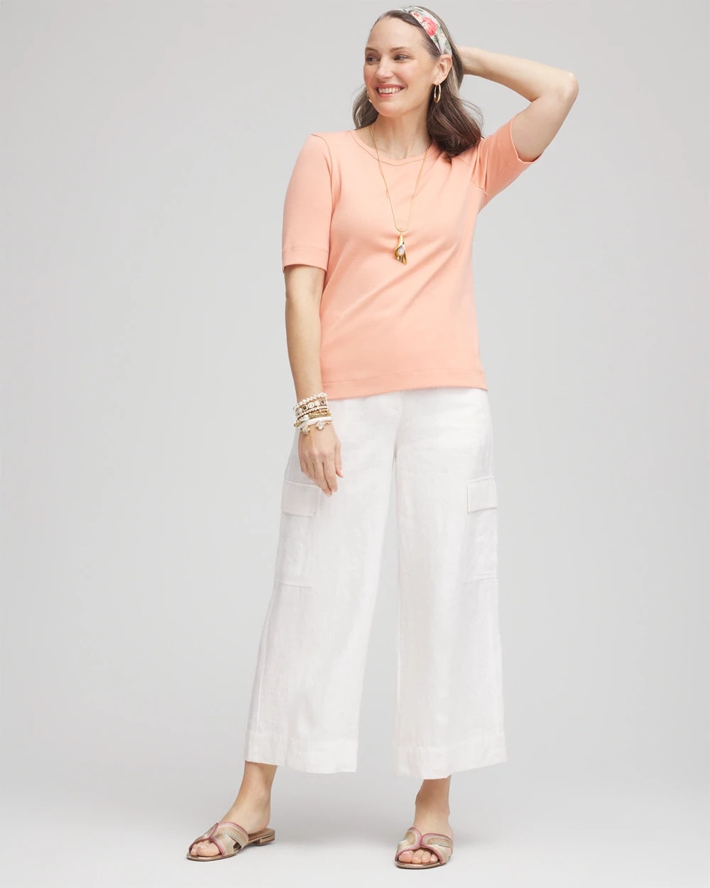 Linen Cargo Wide-Leg Cropped Pants - Chico's