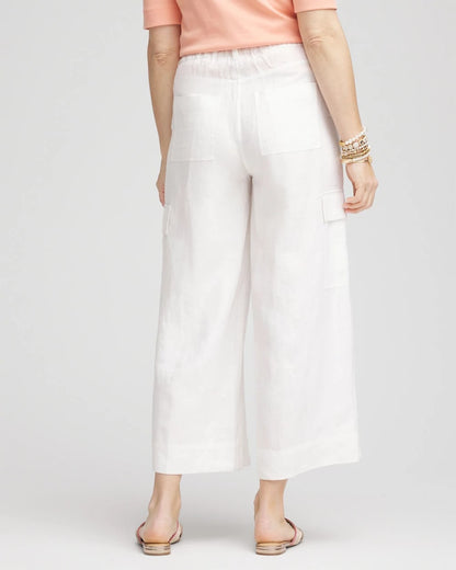 Linen Cargo Wide-Leg Cropped Pants - Chico's