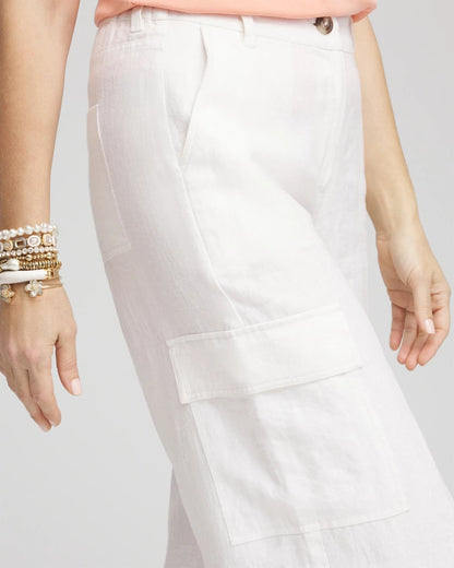 Linen Cargo Wide-Leg Cropped Pants - Chico's