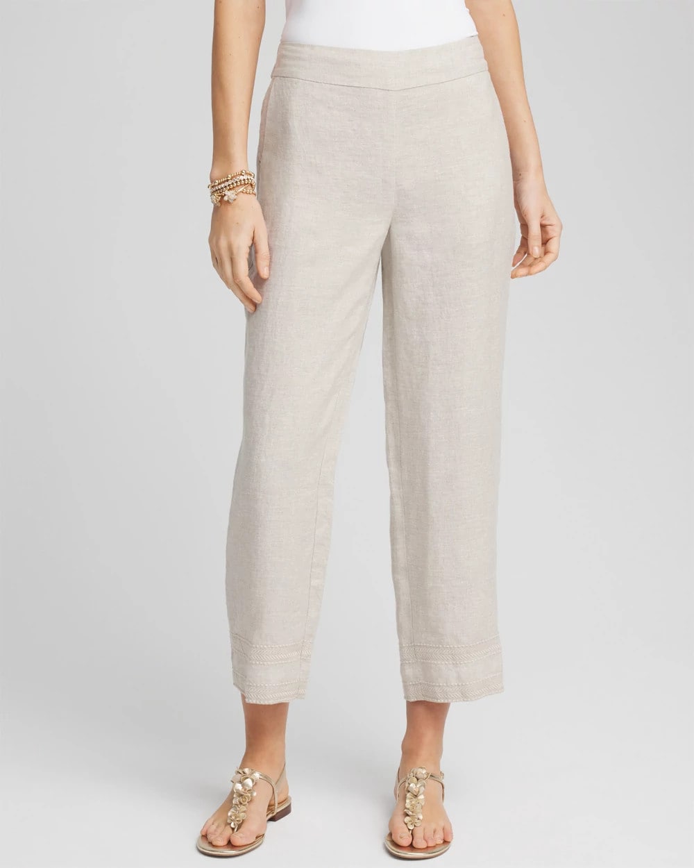 Linen Pull On Waist Cropped Pants - Chico's