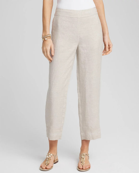 Linen Pull On Waist Cropped Pants - Chico's