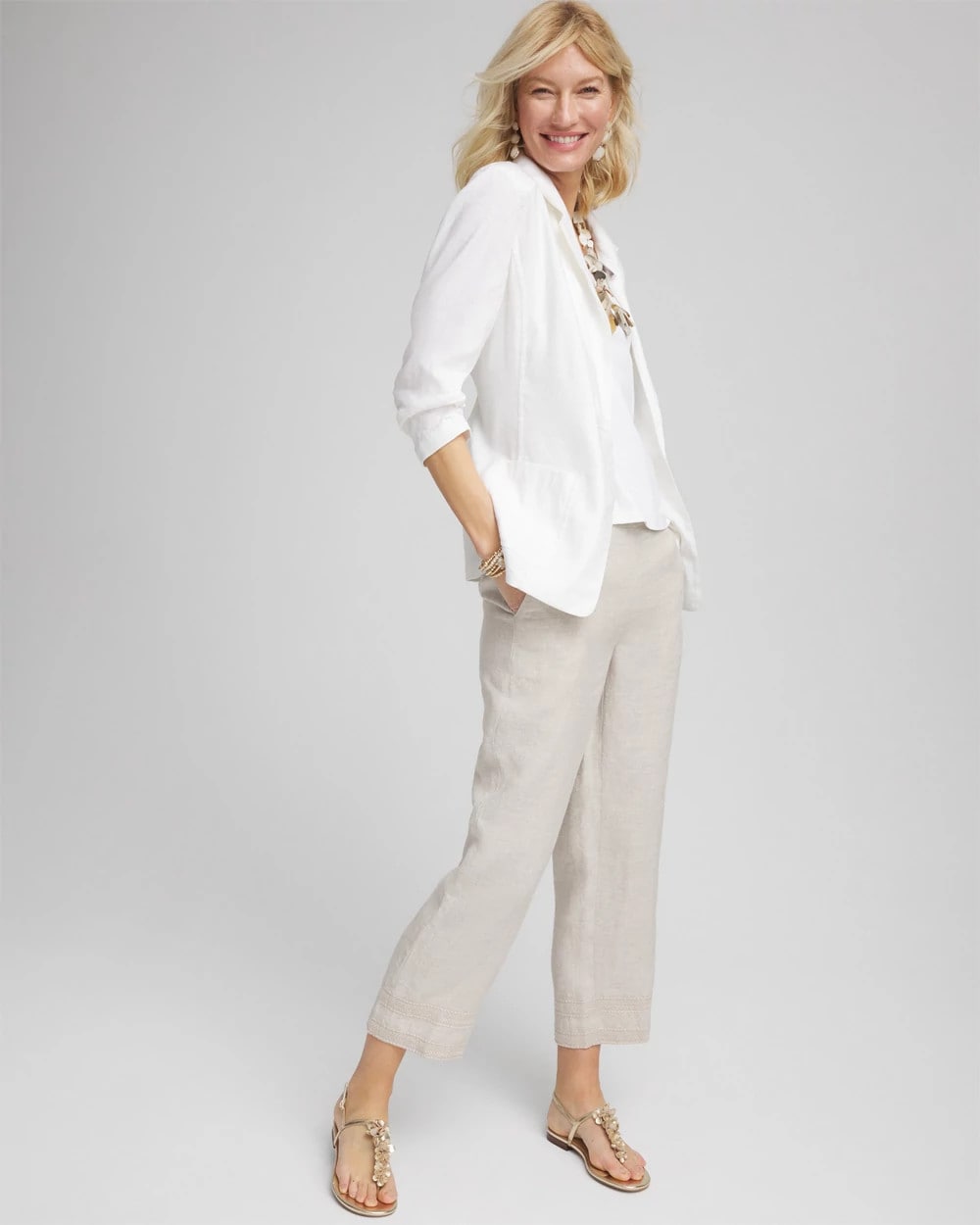 Linen Pull On Waist Cropped Pants - Chico's