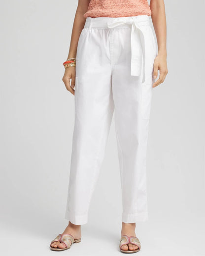 Poplin Pull-On Tapered-Leg Cropped Pants - Chico's
