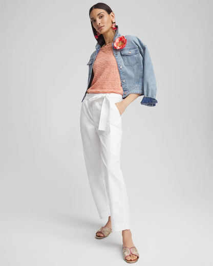 Poplin Pull-On Tapered-Leg Cropped Pants - Chico's