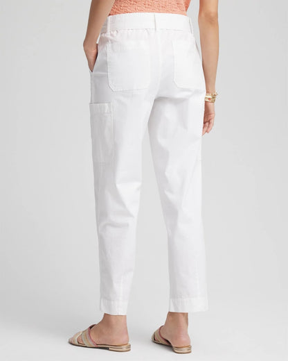Poplin Pull-On Tapered-Leg Cropped Pants - Chico's