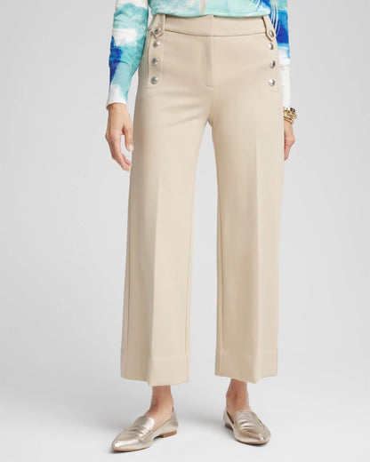 Button Knit Twill Cropped Pants - Chico's