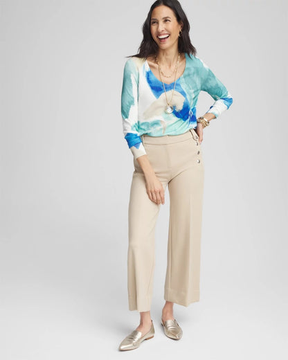Button Knit Twill Cropped Pants - Chico's