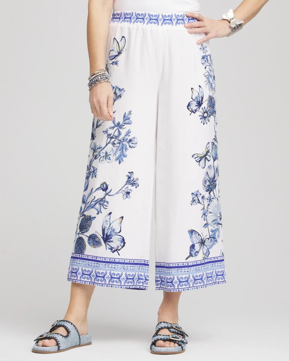 Butterfly Pull-On Linen Cropped Pants - Chico's