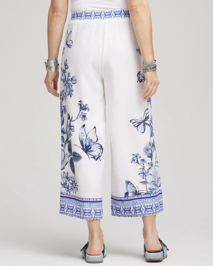 Butterfly Pull-On Linen Cropped Pants - Chico's