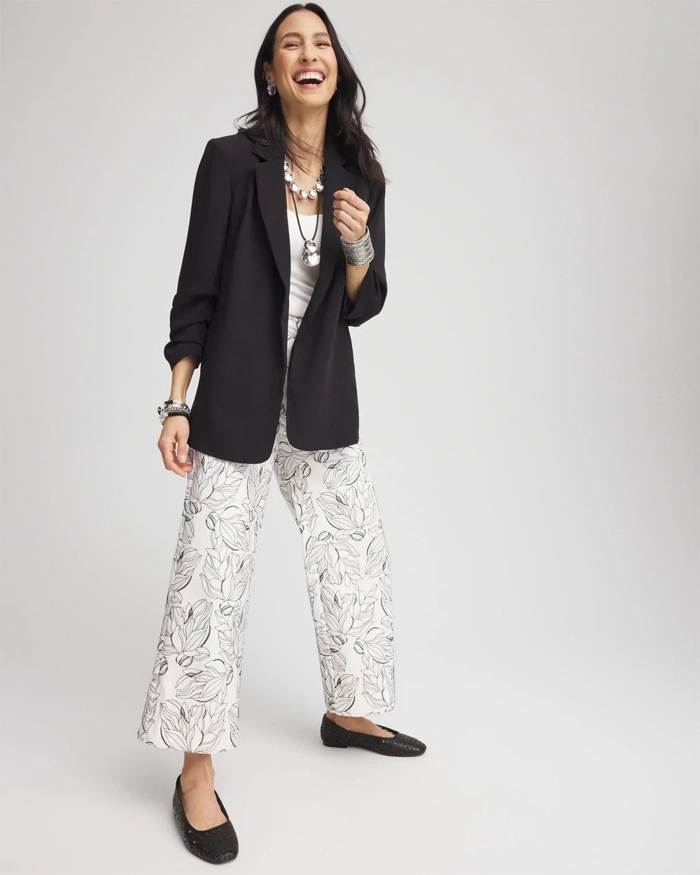 Brigitte™ Floral Embroidered Wide-Leg Cropped Pants - Chico's