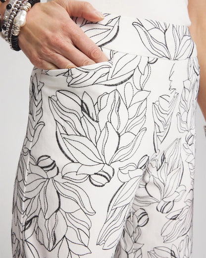 Brigitte™ Floral Embroidered Wide-Leg Cropped Pants - Chico's