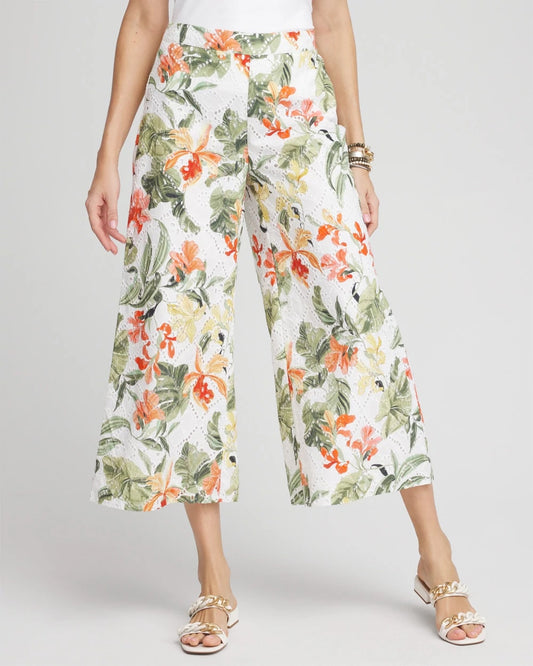 Floral Eyelet Culotte Pants - Chico's