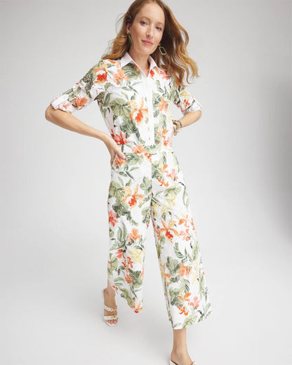 Floral Eyelet Culotte Pants - Chico's
