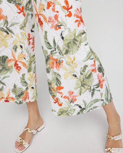 Floral Eyelet Culotte Pants - Chico's