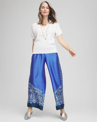Pull-on Paisley Drawstring Cropped Pants - Chico's
