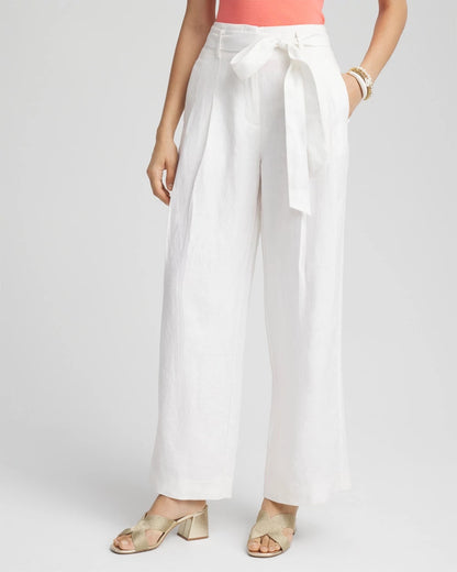 Belted Pleated Wide-Leg Linen Pants - Chico's