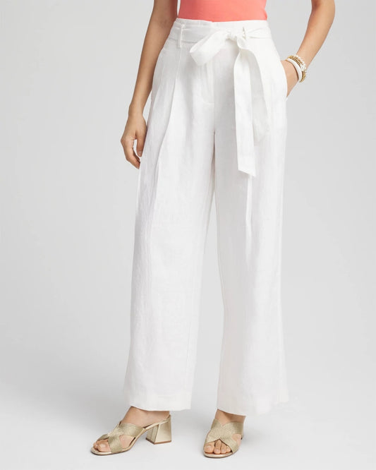 Belted Pleated Wide-Leg Linen Pants - Chico's