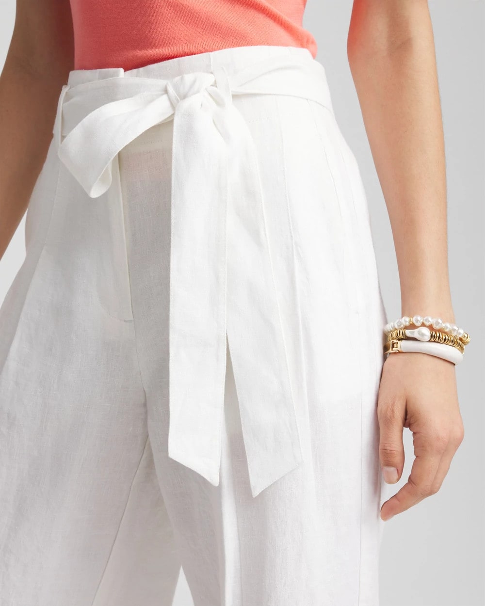 Belted Pleated Wide-Leg Linen Pants - Chico's