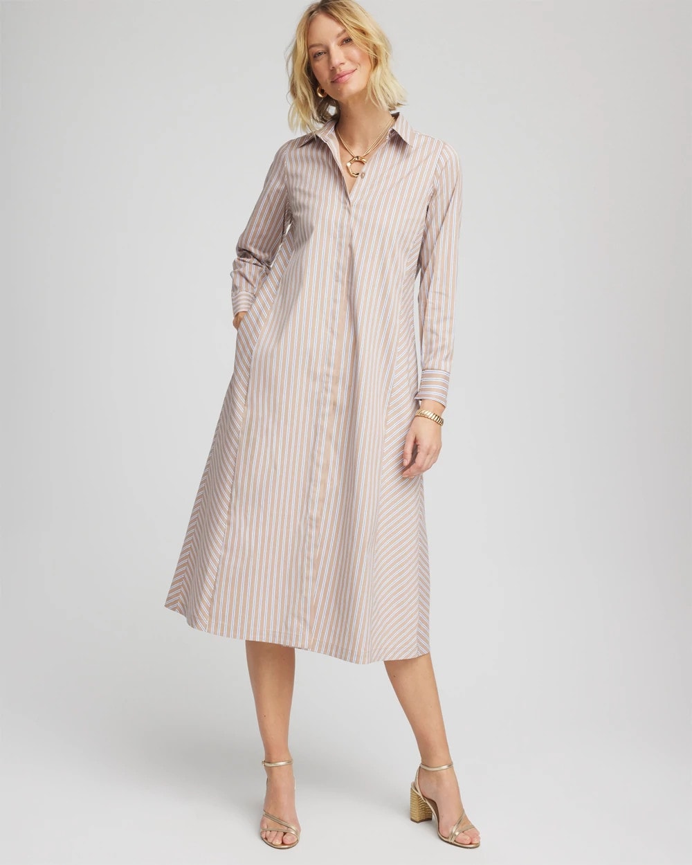 Vanilla Chai Striped Shirtdress - Chico's