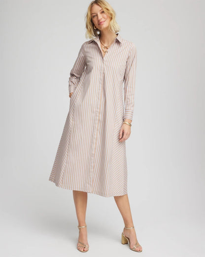 Vanilla Chai Striped Shirtdress - Chico's