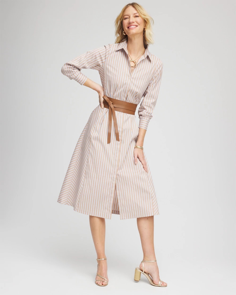 Vanilla Chai Striped Shirtdress - Chico's