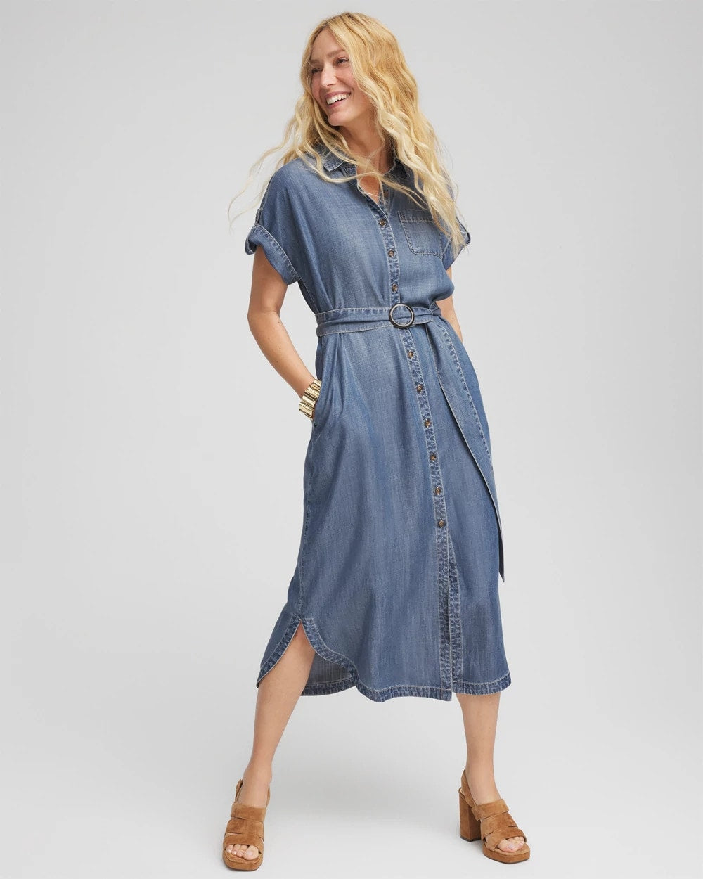 Denim Tie  Midi Shirtdress - Chico's