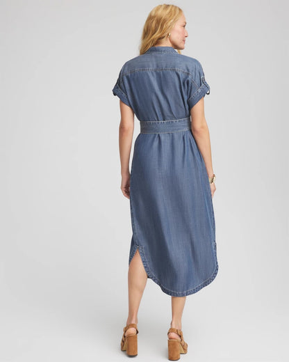 Denim Tie  Midi Shirtdress - Chico's