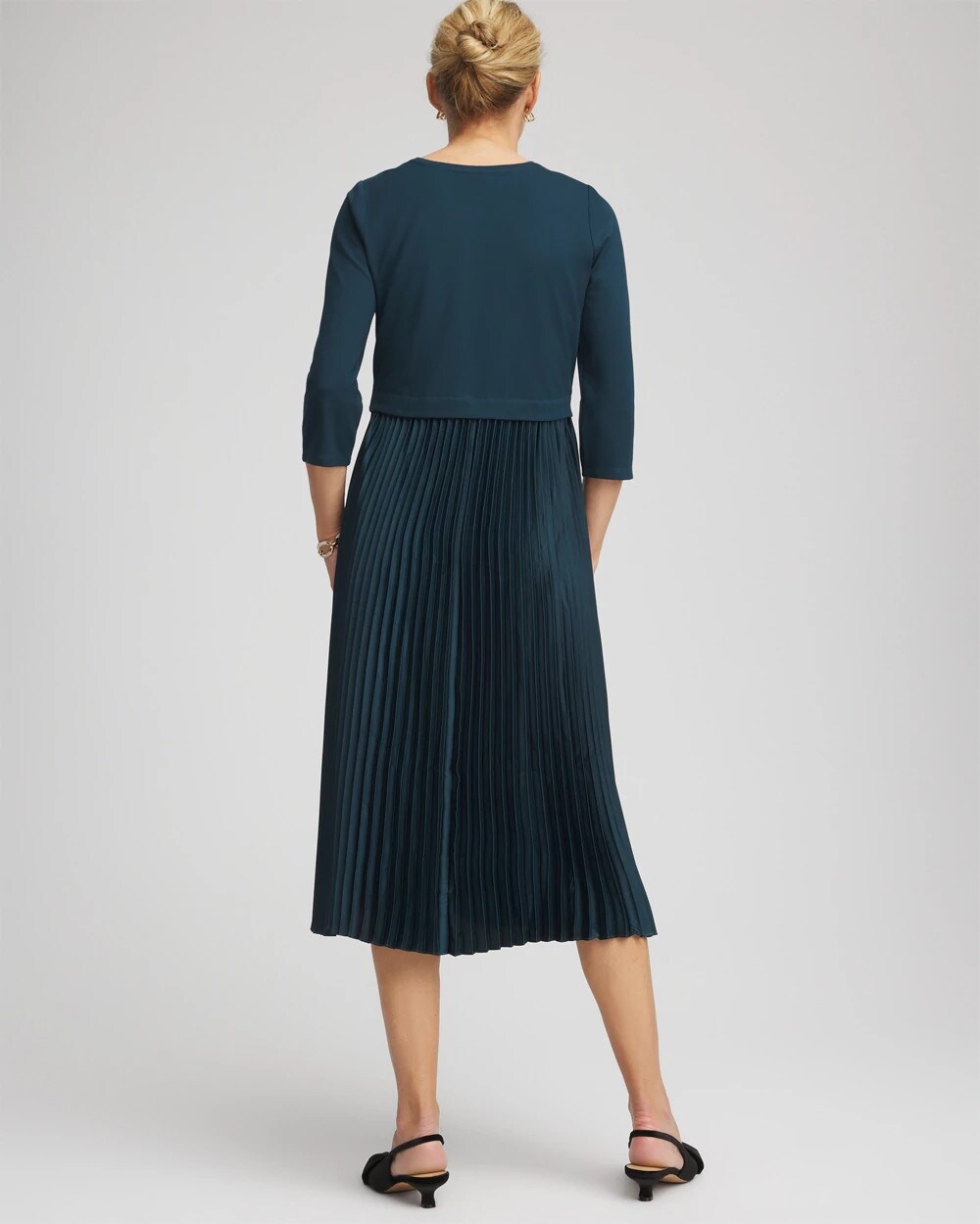 Satin-Knit Pleated Midi Dress - Chico's