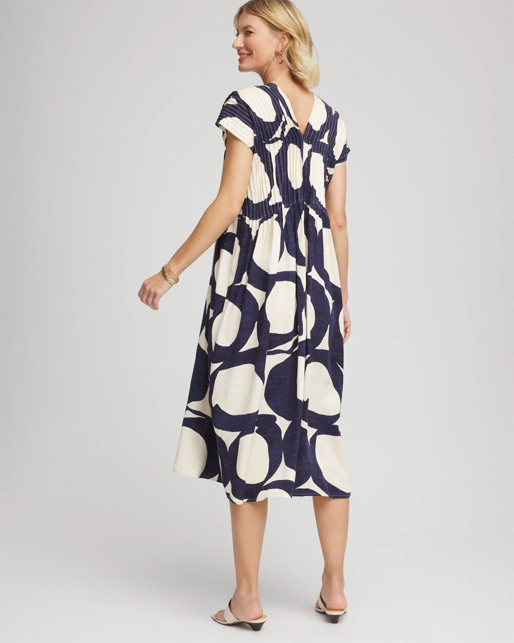 Printed Silk-Twill Popover Midi Dress - Chico's