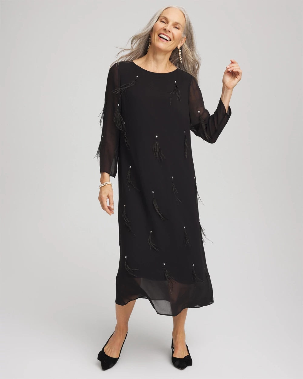 Feathered Georgette Popover Dress - Chico's
