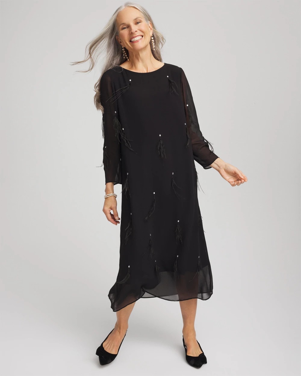 Feathered Georgette Popover Dress - Chico's