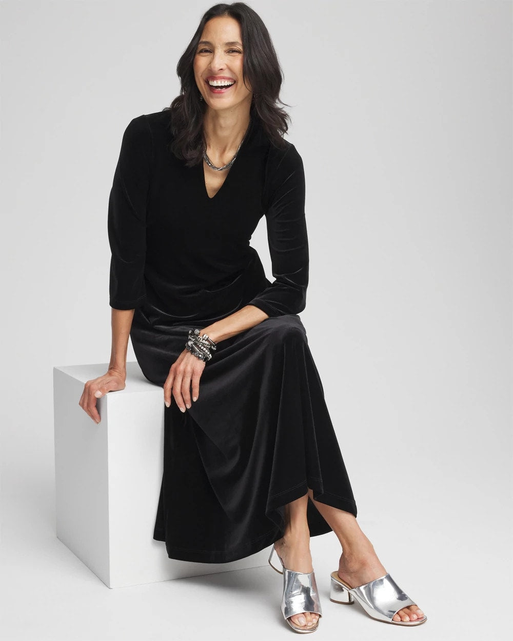 V-Neck Velour Midi Dress - Chico's